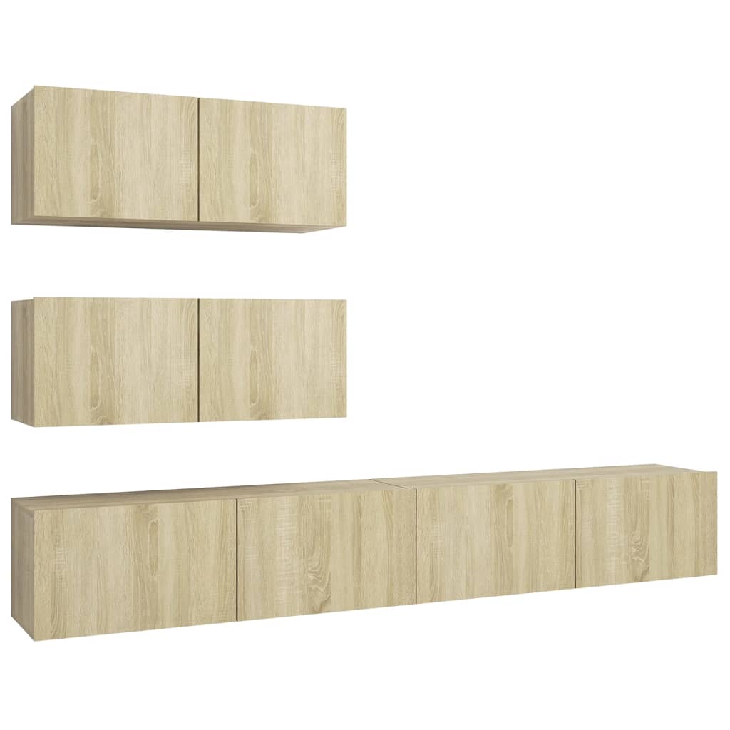 Ensemble de meubles TV 4 pièces en bois de chêne Sonoma