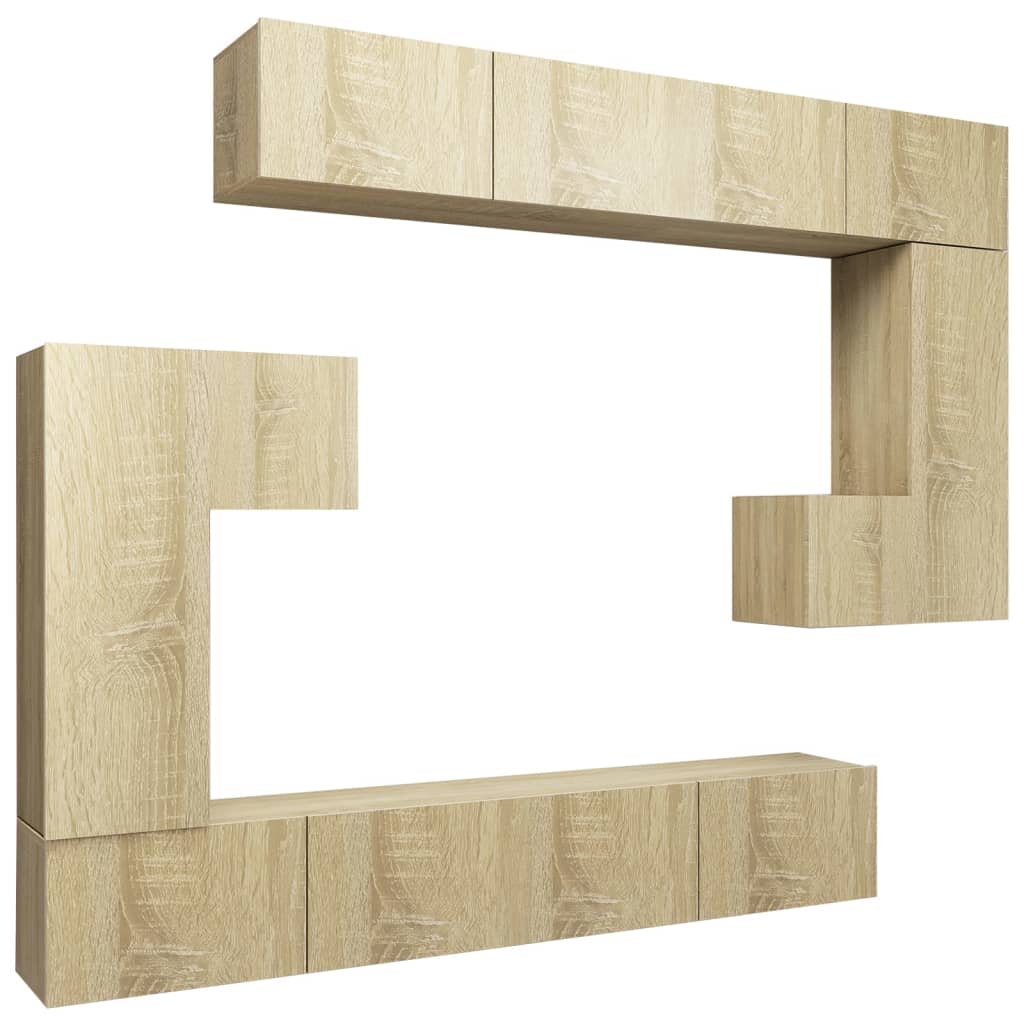 8-piece TV cabinet set Sonoma oak wood material