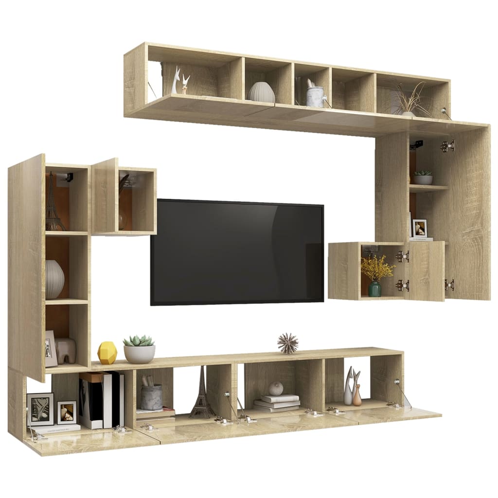8-piece TV cabinet set Sonoma oak wood material