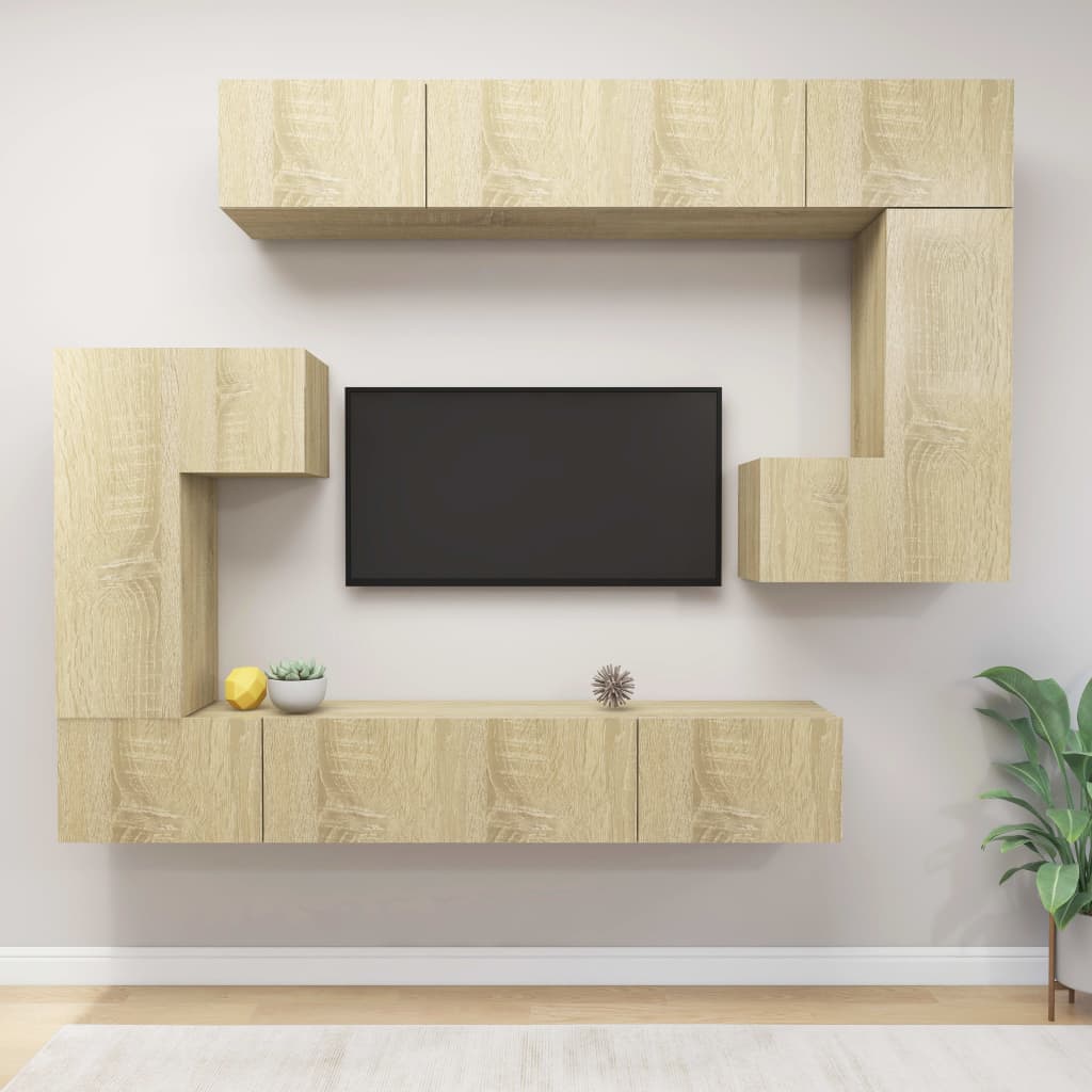 8-piece TV cabinet set Sonoma oak wood material