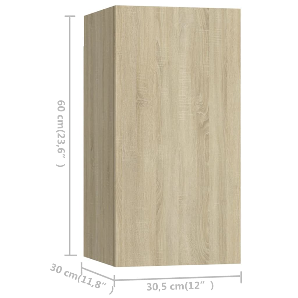 Ensemble de meubles TV 4 pièces en bois de chêne Sonoma