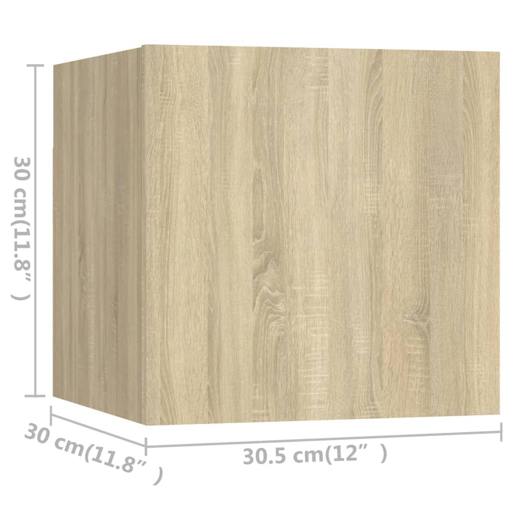 Ensemble de meubles TV 4 pièces en bois de chêne Sonoma