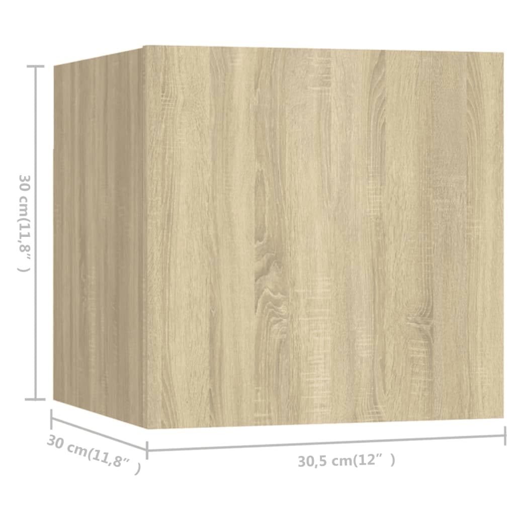 Ensemble de meubles TV 4 pièces en bois de chêne Sonoma