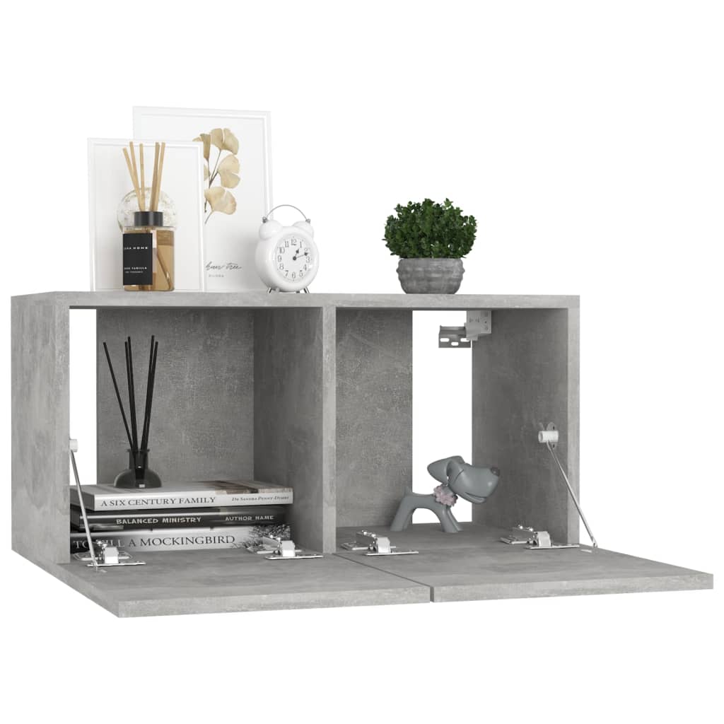 10-piece TV cabinet set concrete grey wood-based material