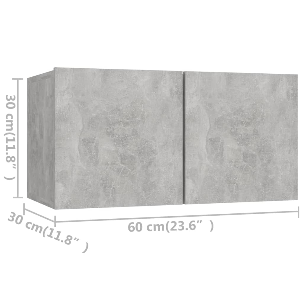 10-piece TV cabinet set concrete grey wood-based material