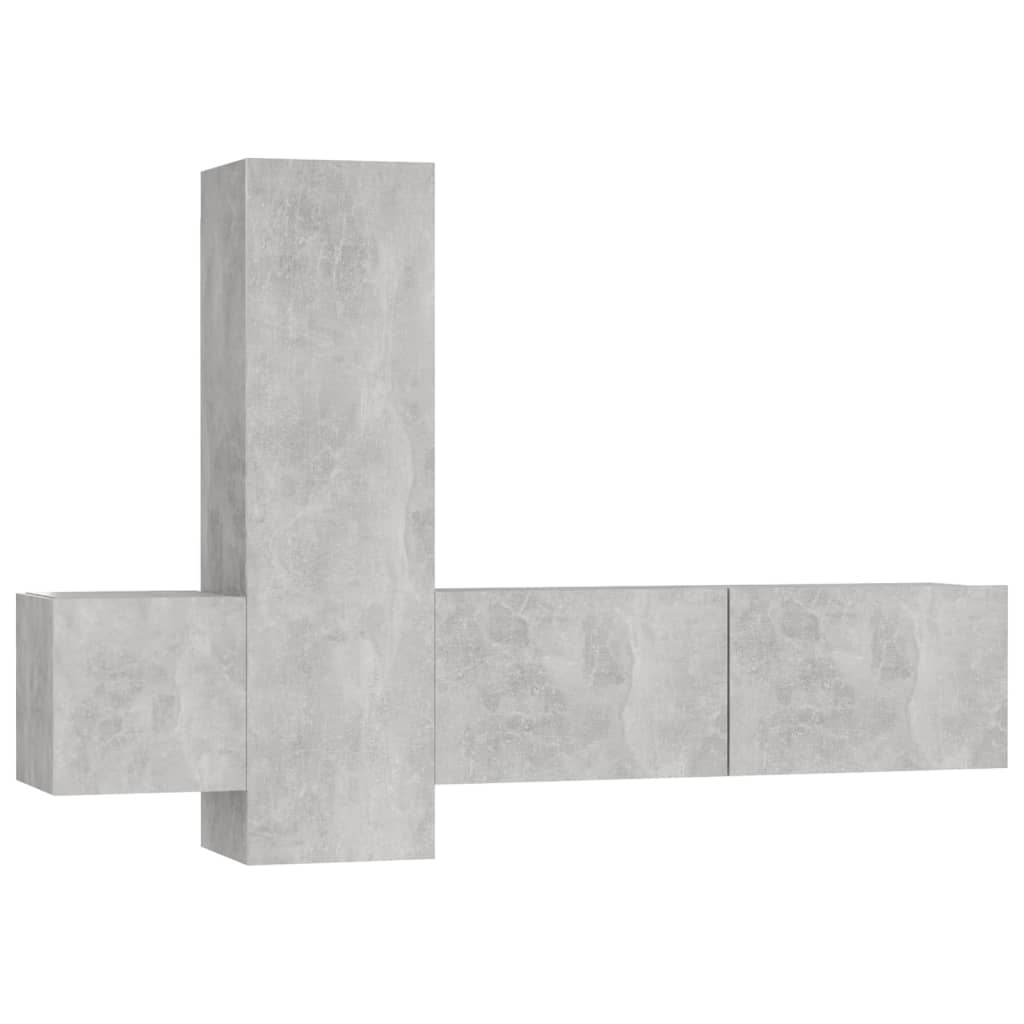 Ensemble de meubles TV 3 pièces en béton gris à base de bois