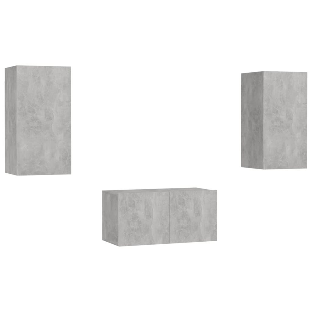 3-tlg. TV-Schrank-Set Betongrau Holzwerkstoff
