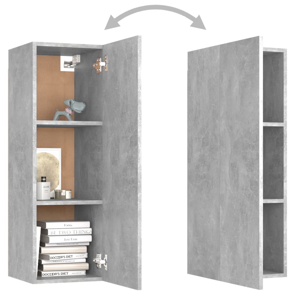10-piece TV cabinet set concrete grey wood-based material