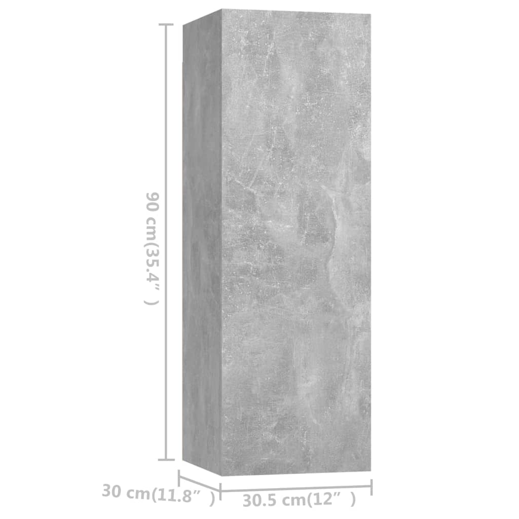 10-piece TV cabinet set concrete grey wood-based material