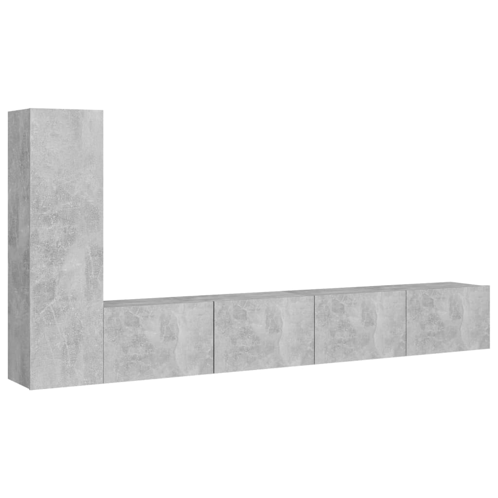 Ensemble de meubles TV 3 pièces en béton gris à base de bois