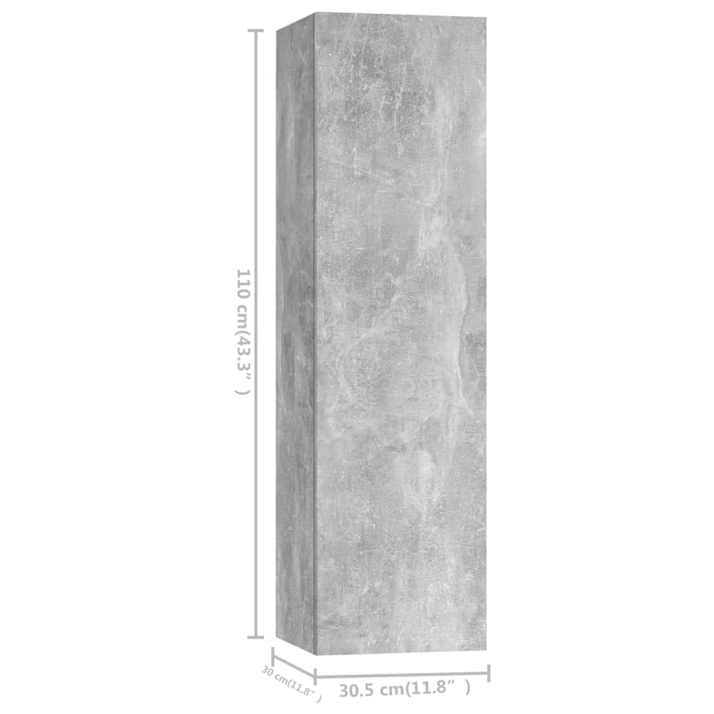 Ensemble de meubles TV 3 pièces en béton gris à base de bois