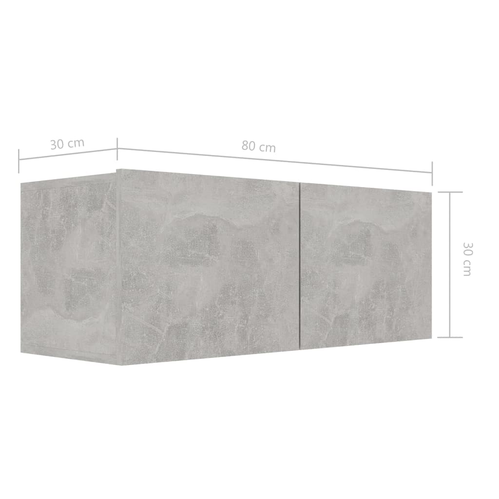 Ensemble de meubles TV 8 pièces en béton gris à base de bois