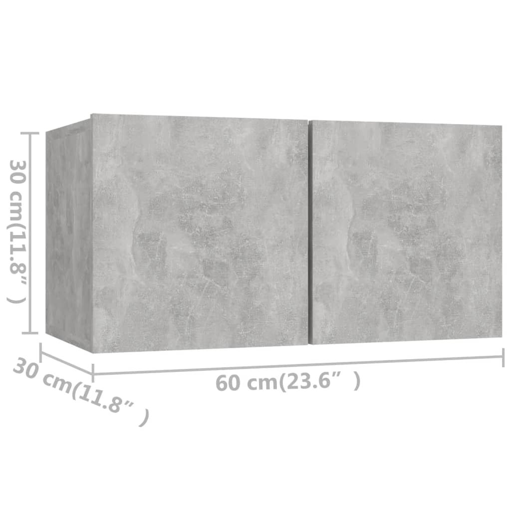 Ensemble de meubles TV 4 pièces en béton gris à base de bois