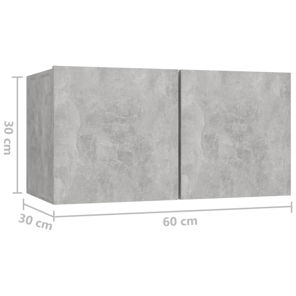 Ensemble de meubles TV 4 pièces en béton gris à base de bois
