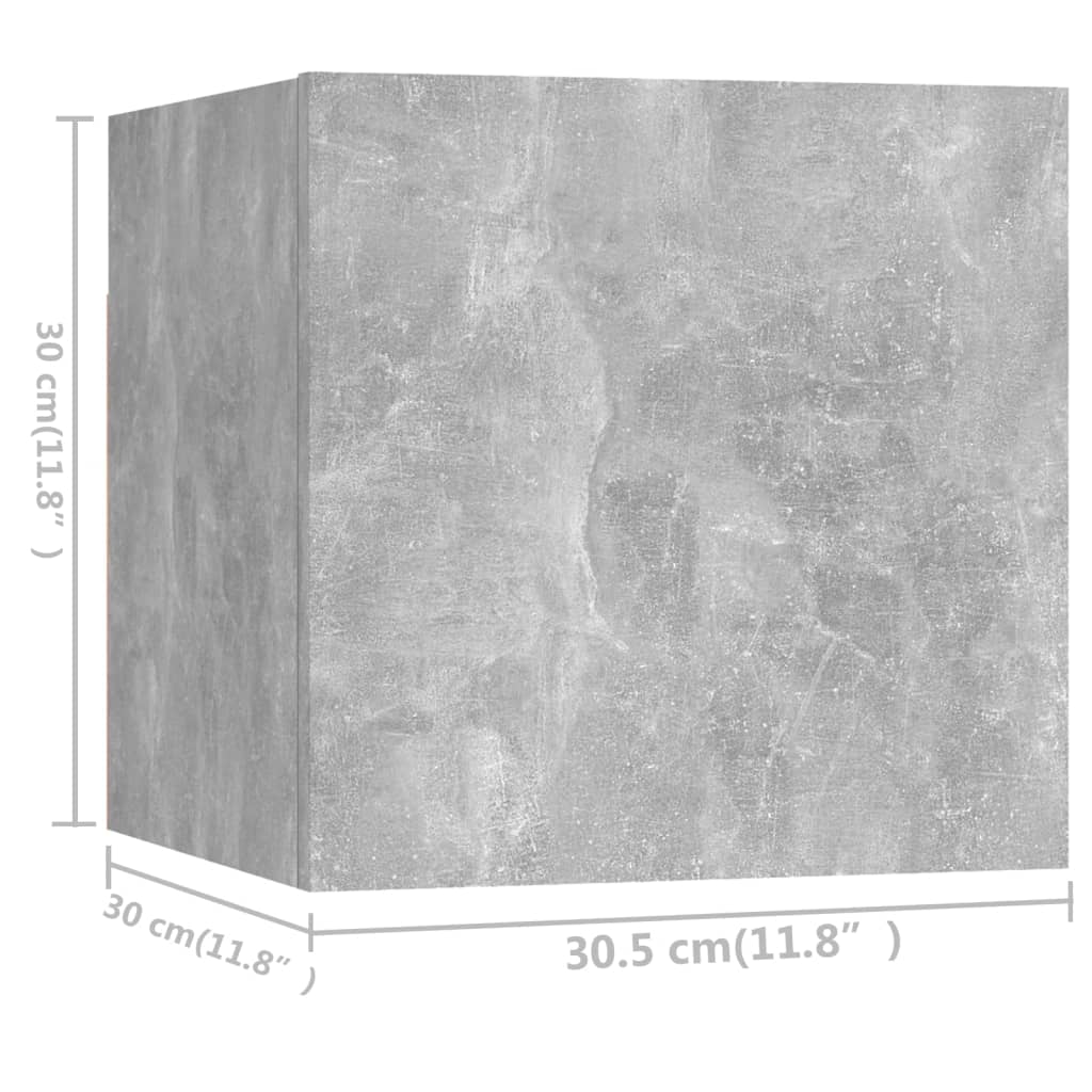 Ensemble de meubles TV 4 pièces en béton gris à base de bois