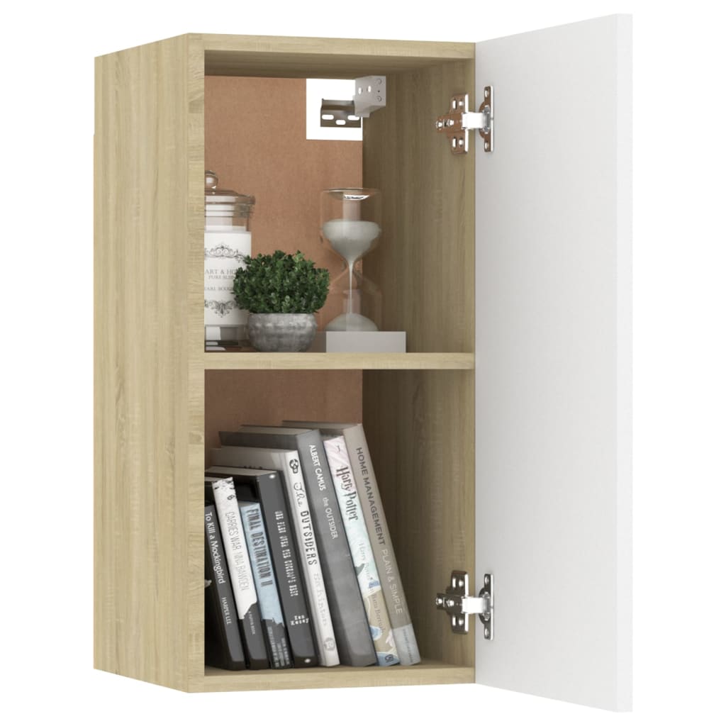 Ensemble de meubles TV 3 pièces en bois de chêne Sonoma blanc