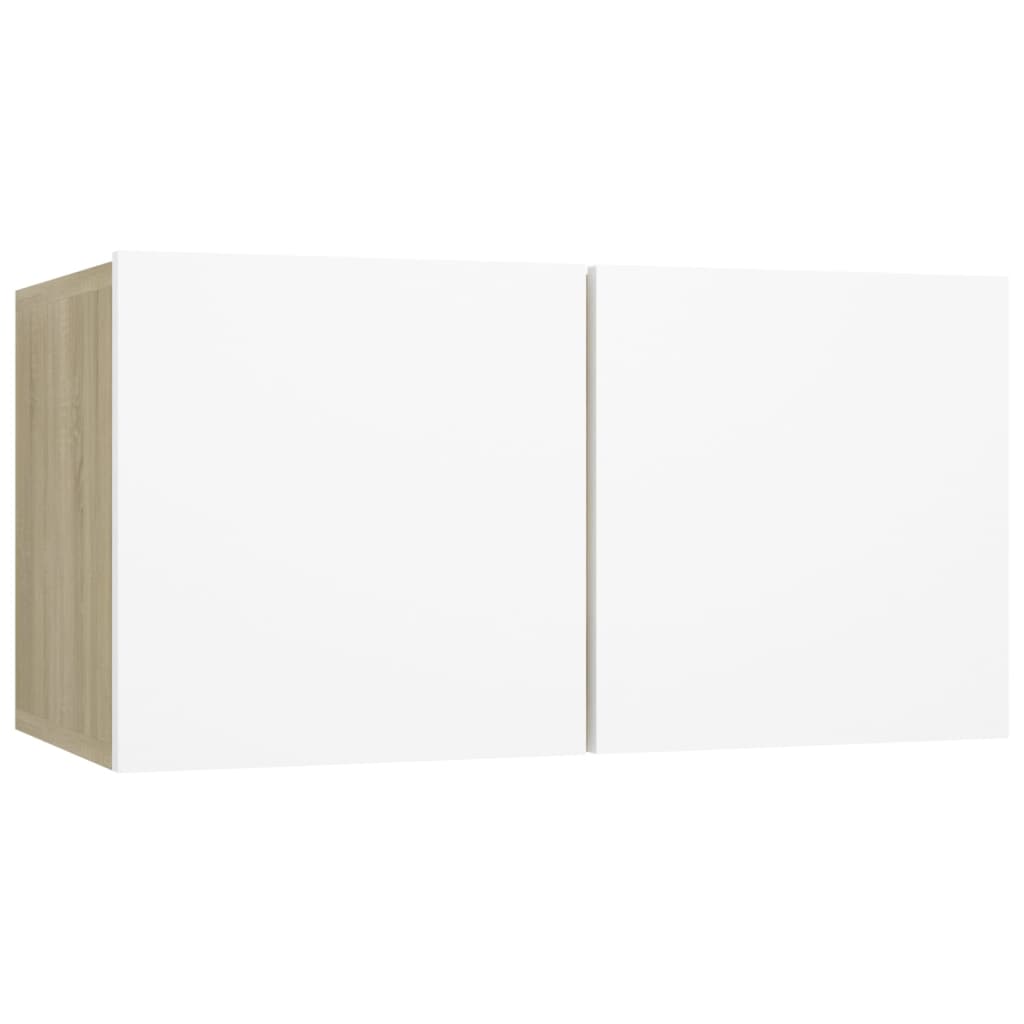 Ensemble de meubles TV 3 pièces en bois de chêne Sonoma blanc