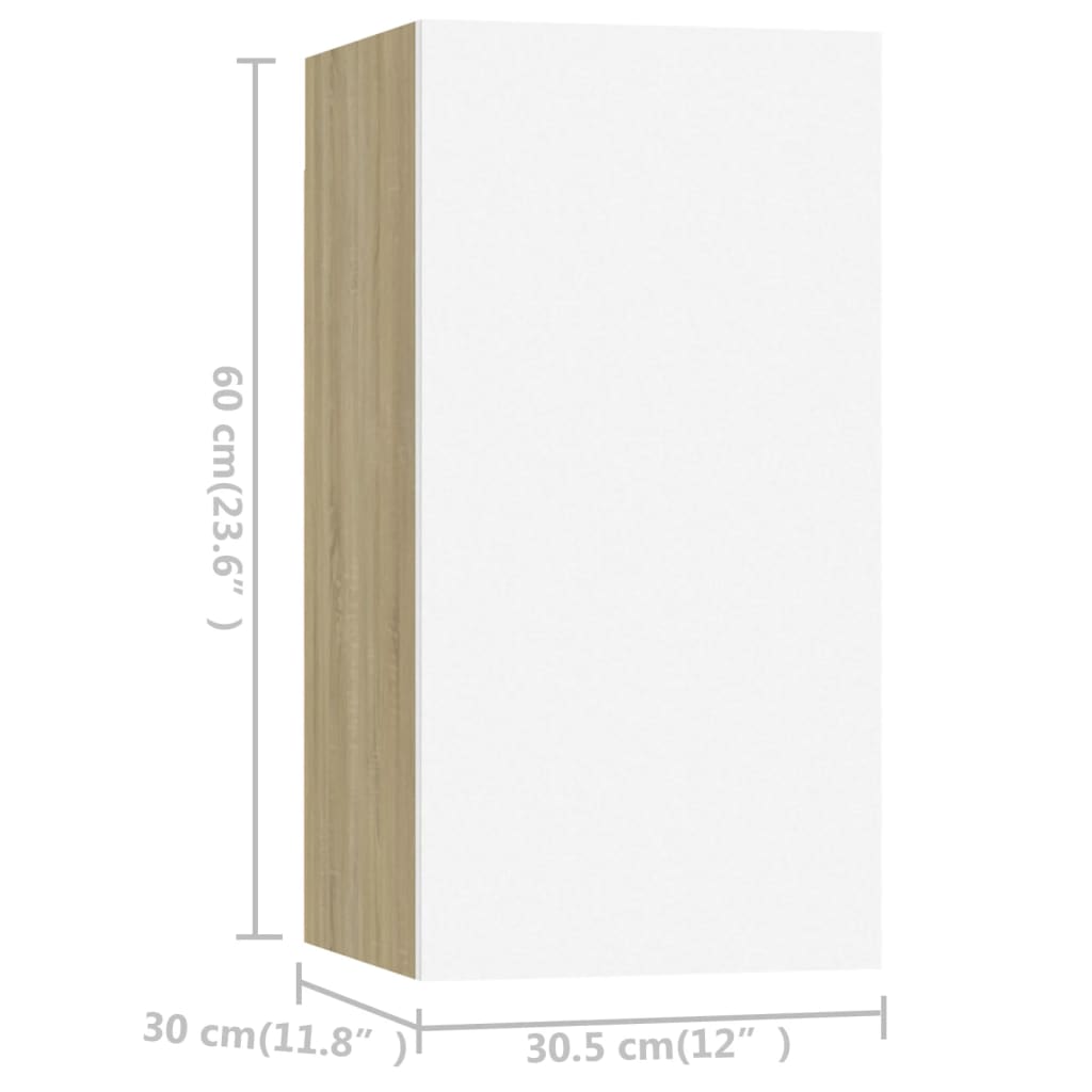Ensemble de meubles TV 3 pièces en bois de chêne Sonoma blanc
