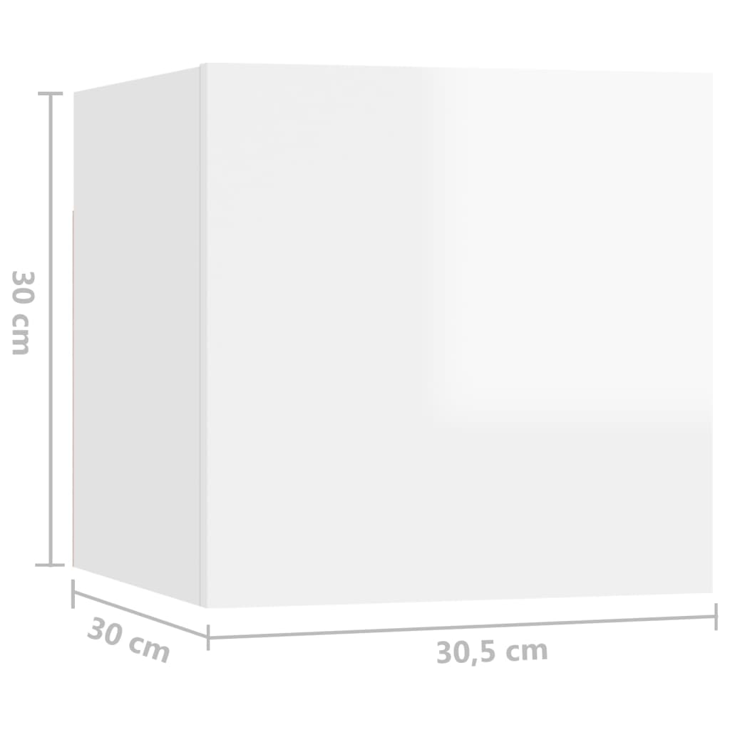 TV wall cabinets 8 pcs. High-gloss white 30.5x30x30 cm