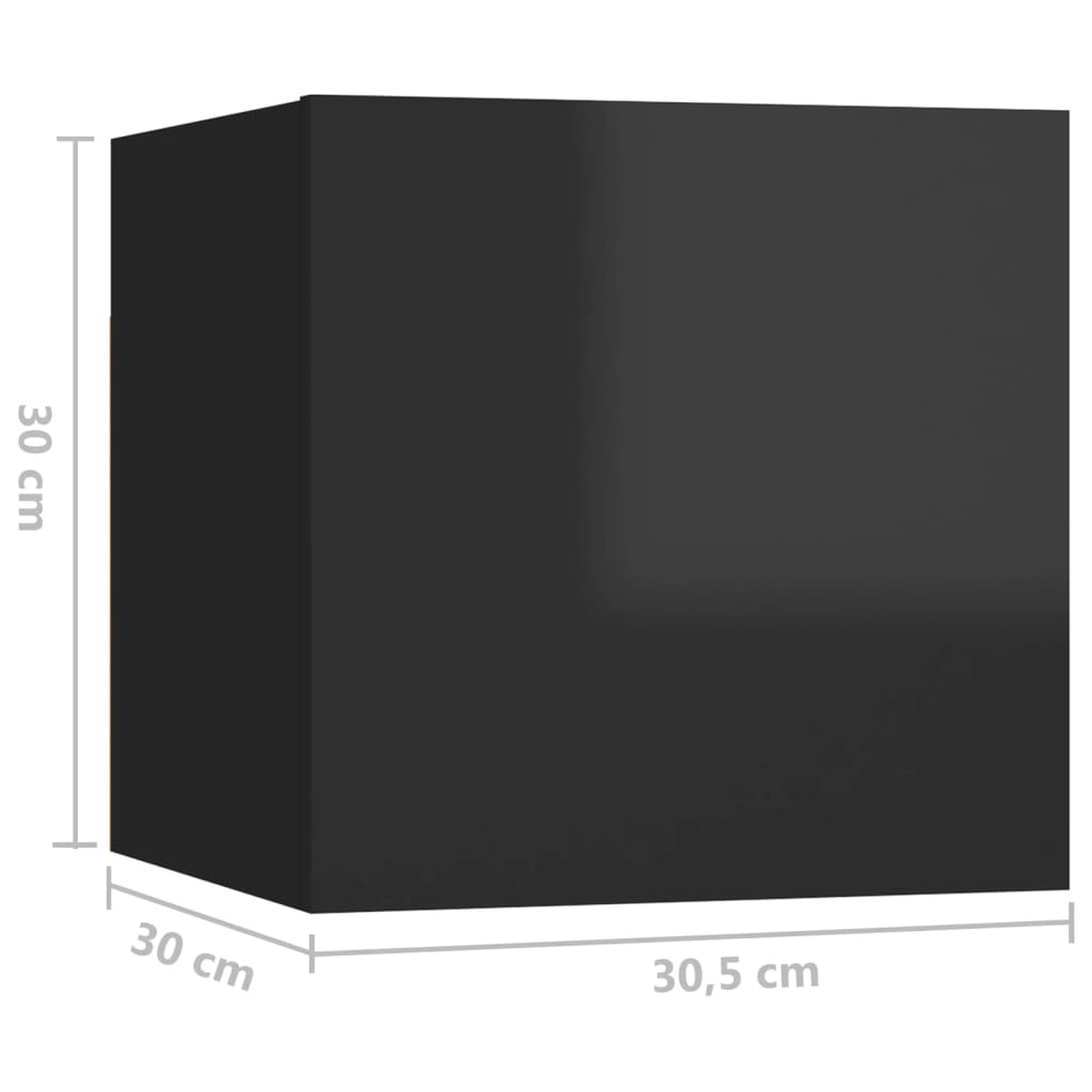 TV wall cabinets 8 pcs. High-gloss black 30.5x30x30 cm