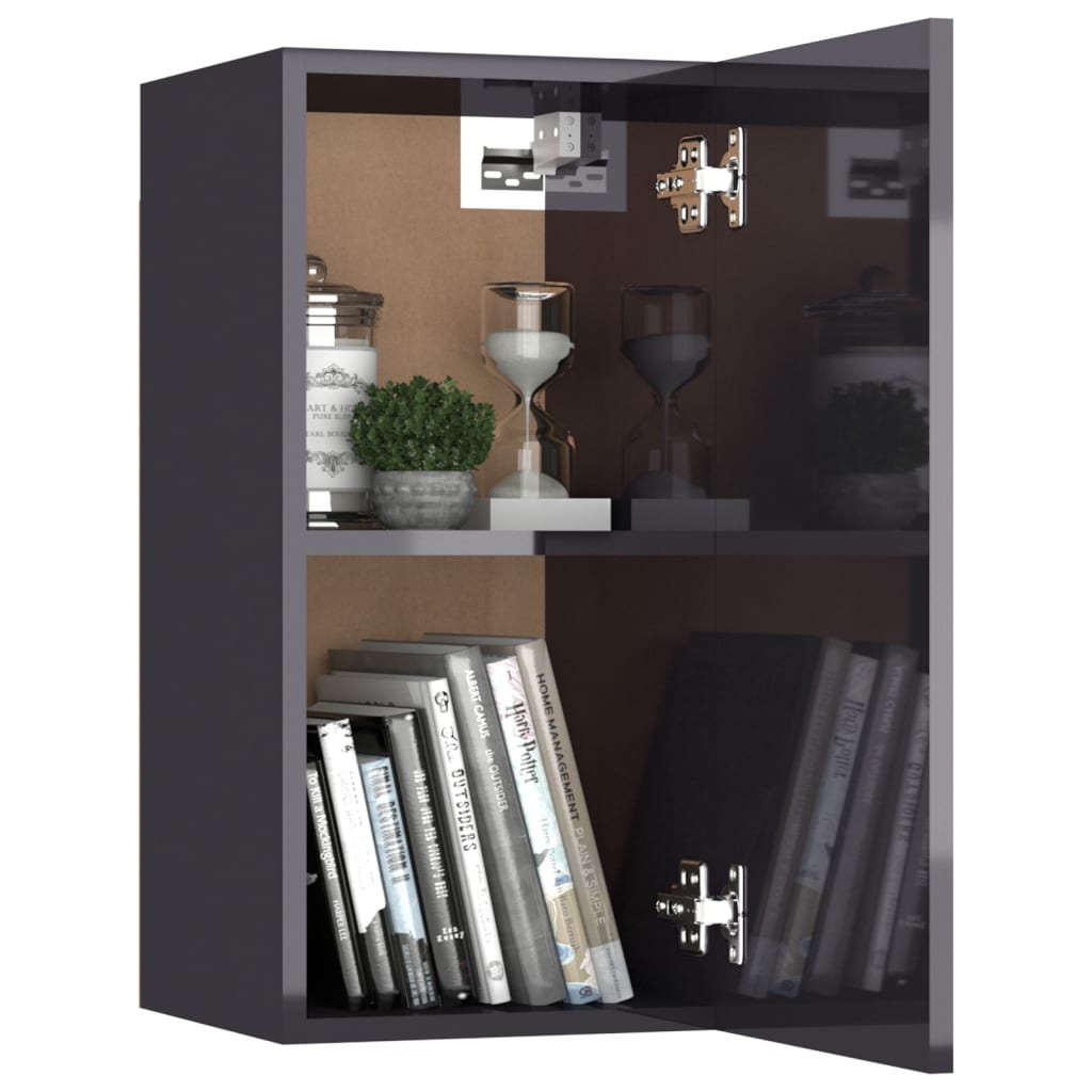 Ensemble de meubles TV 4 pièces, gris brillant, matériau à base de bois