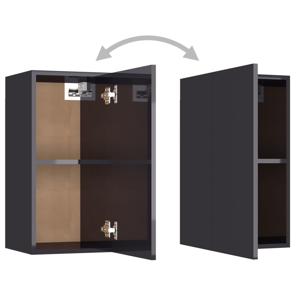 Ensemble de meubles TV 4 pièces, gris brillant, matériau à base de bois