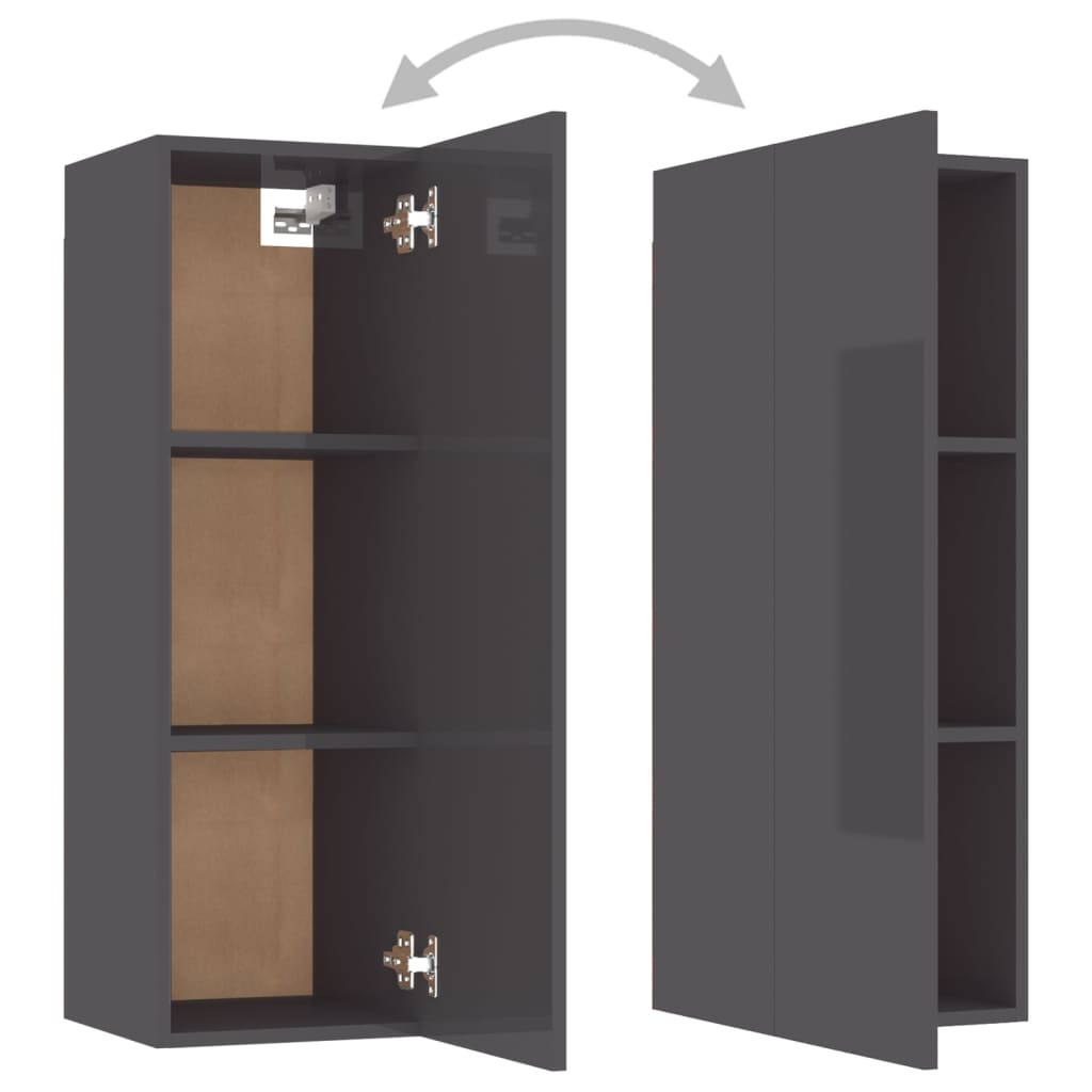 Ensemble de meubles TV 5 pièces, gris brillant, matériau à base de bois