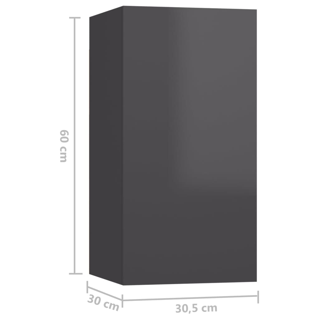 Ensemble de meubles TV 4 pièces, gris brillant, matériau à base de bois