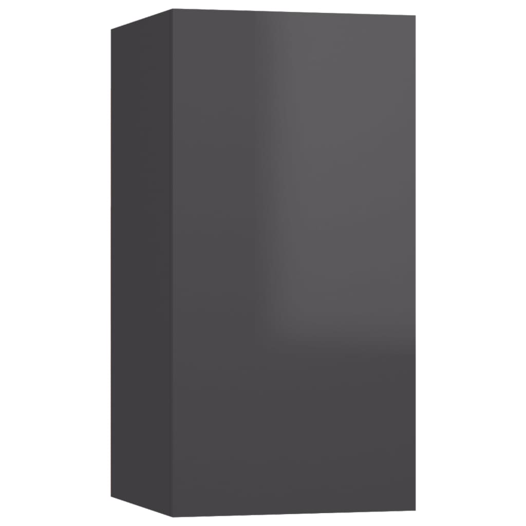 Ensemble de meubles TV 4 pièces, gris brillant, matériau à base de bois