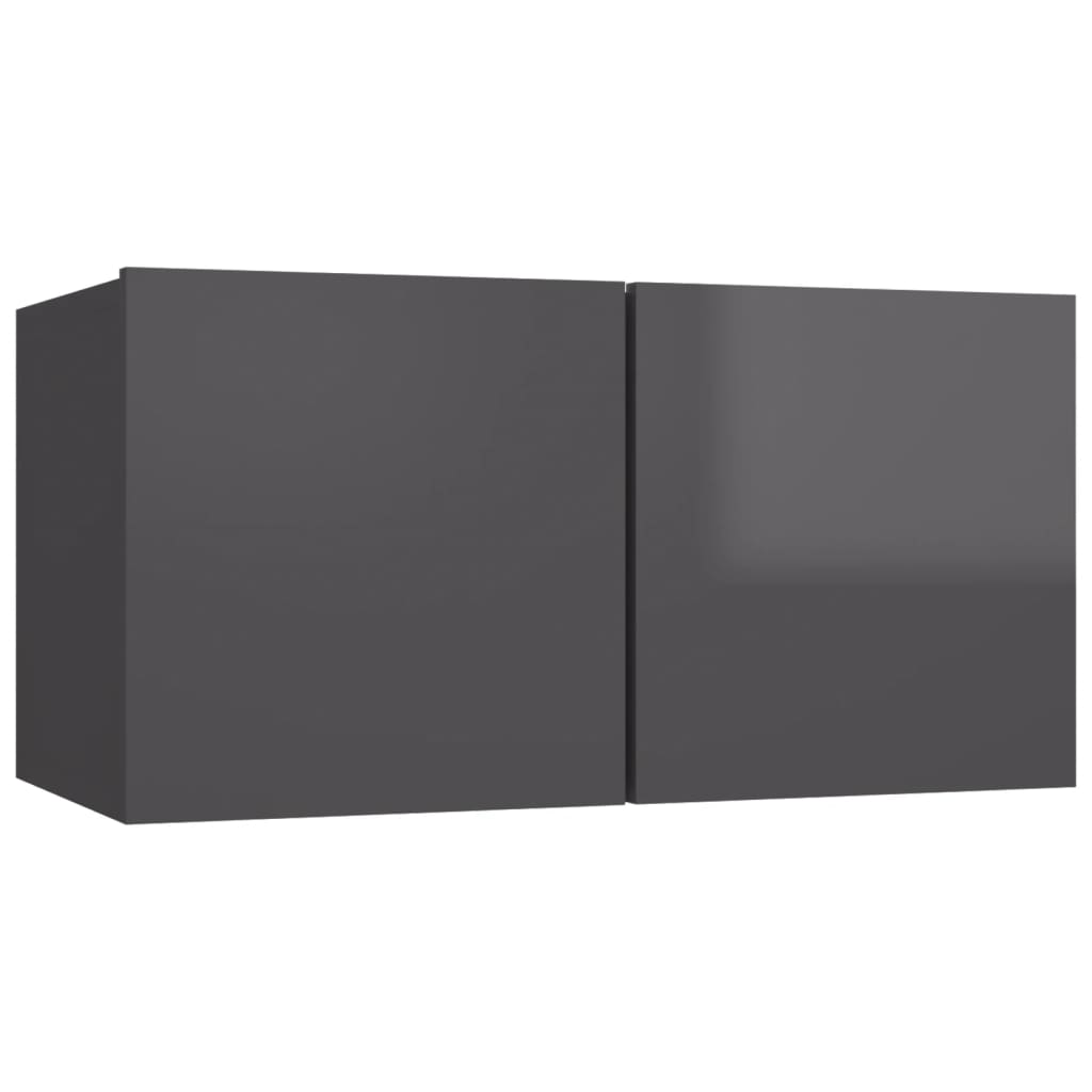 Ensemble de meubles TV 4 pièces, gris brillant, matériau à base de bois