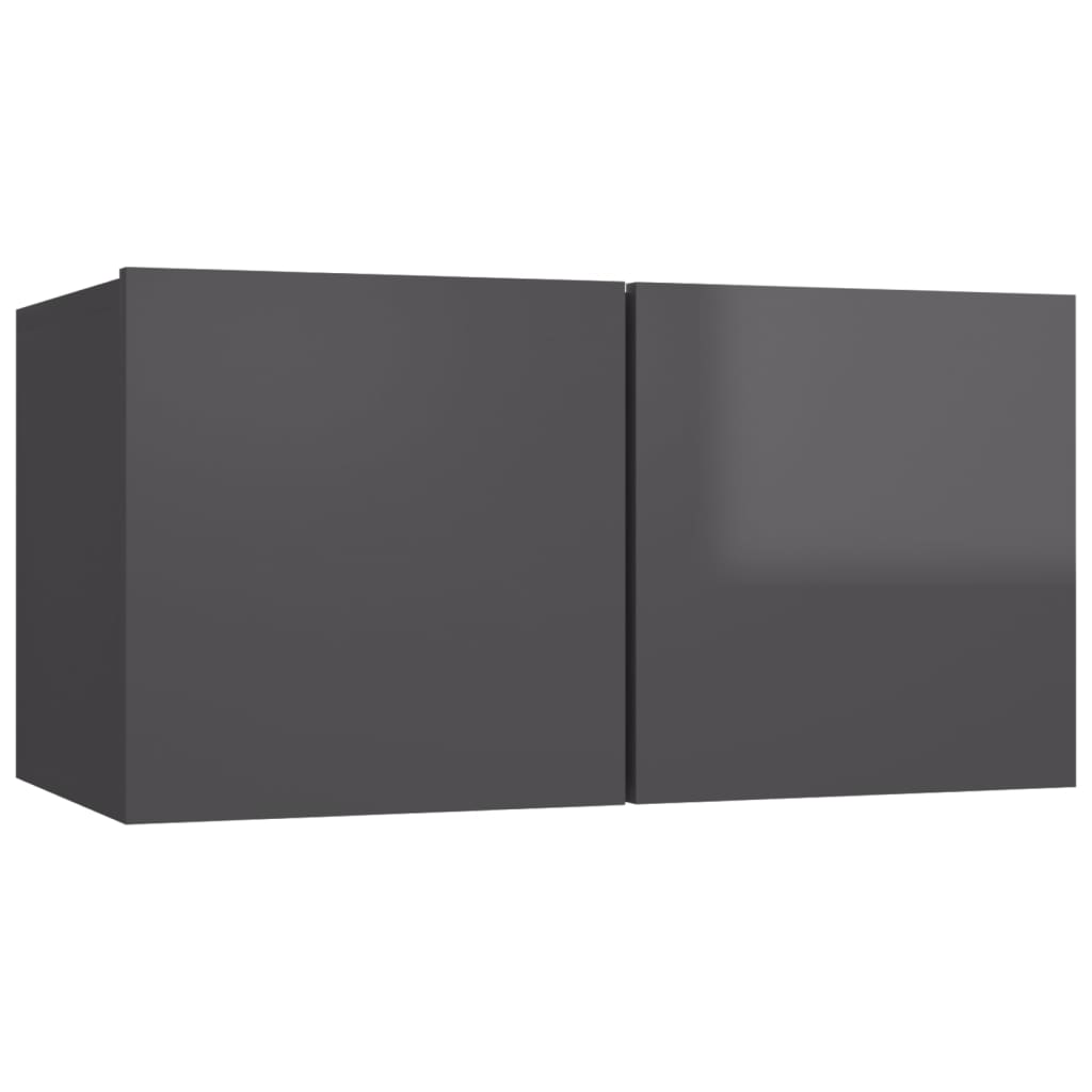 10-piece TV cabinet set, high-gloss grey, wood-based material
