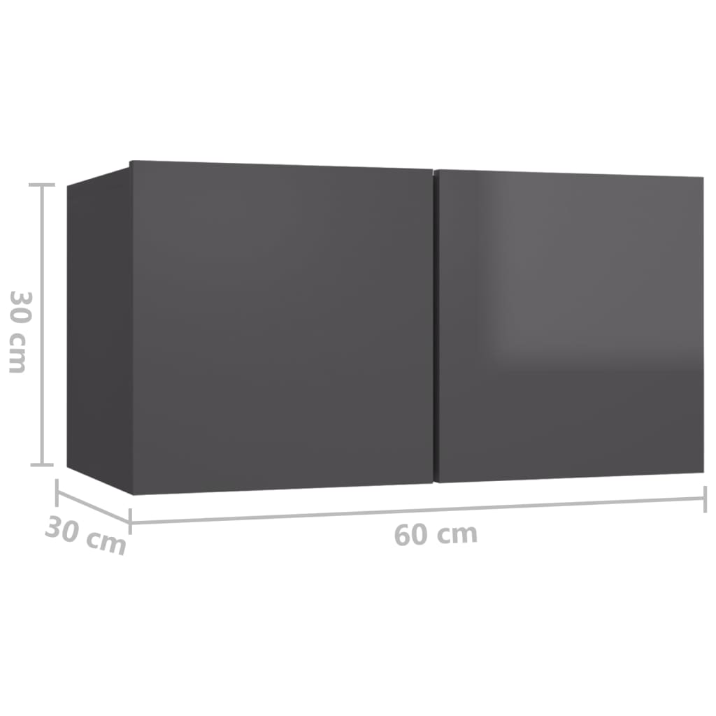 10-piece TV cabinet set, high-gloss grey, wood-based material