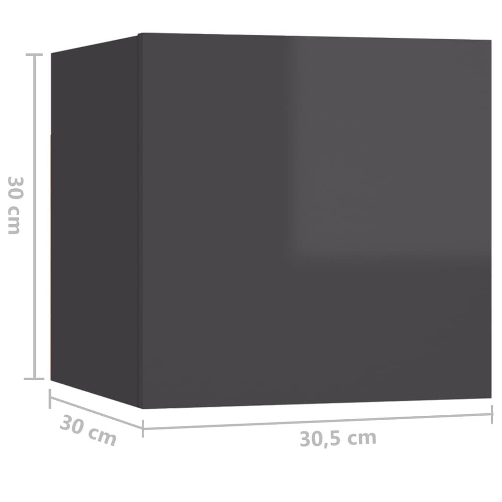 Ensemble de meubles TV 4 pièces, gris brillant, matériau à base de bois