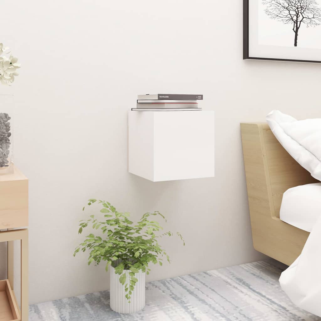 Tables de chevet, lot de 2, blanc, 30,5 x 30 x 30 cm, matériau à base de bois