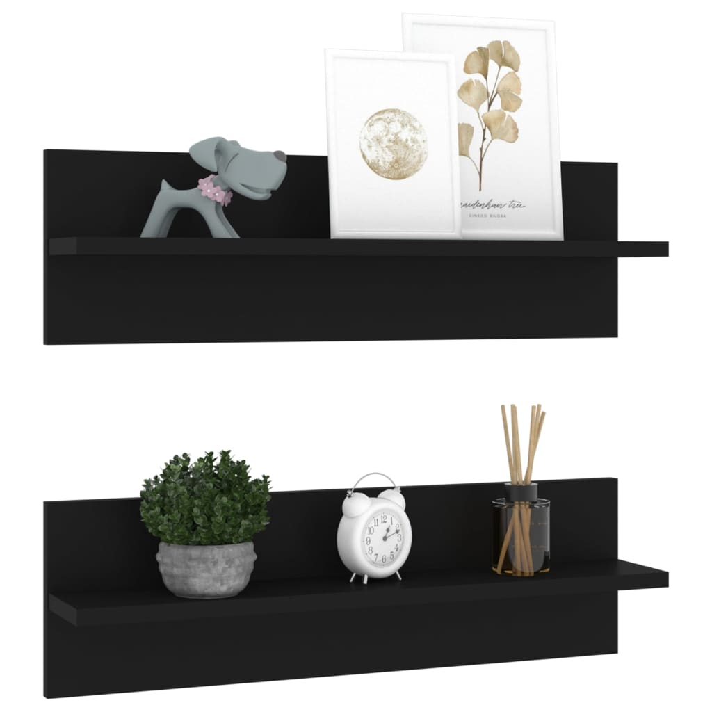 Wandregale 2 Stk. Schwarz 60x11,5x18 cm Holzwerkstoff
