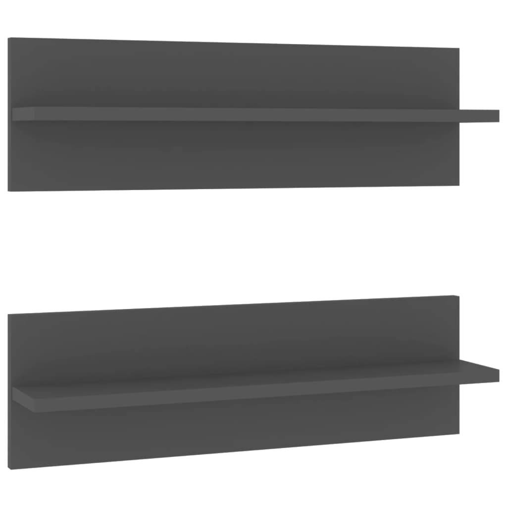 Wandregale 2 Stk. Grau 60x11,5x18 cm Holzwerkstoff