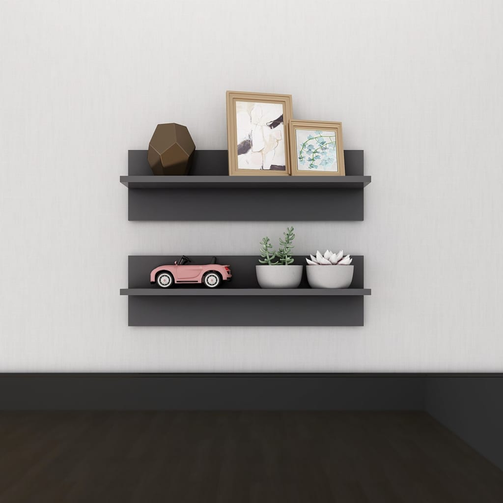 Wandregale 2 Stk. Grau 60x11,5x18 cm Holzwerkstoff