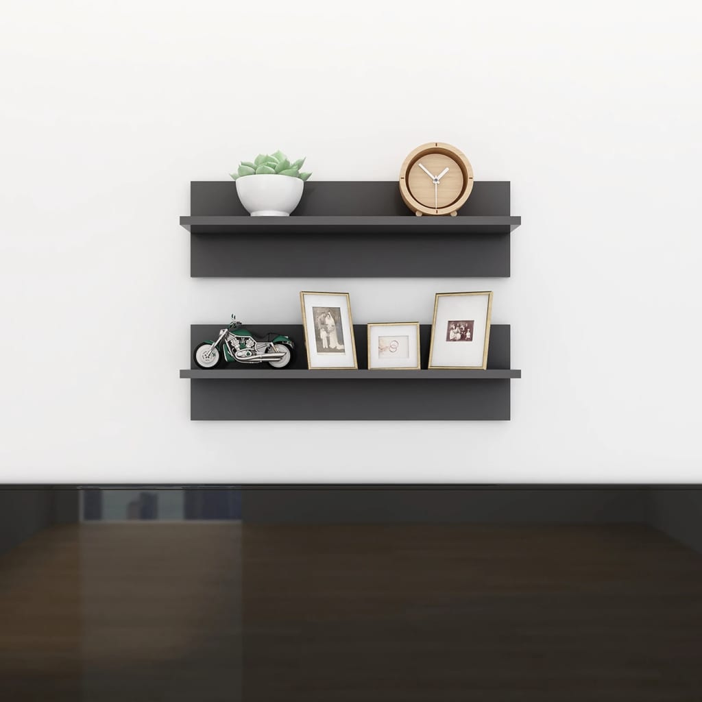 Wandregale 2 Stk. Grau 60x11,5x18 cm Holzwerkstoff