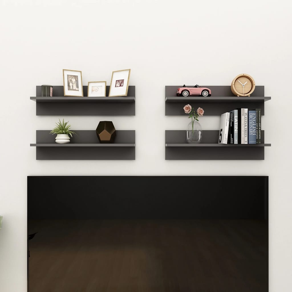 Wandregale 4 Stk. Grau 60x11,5x18 cm Holzwerkstoff