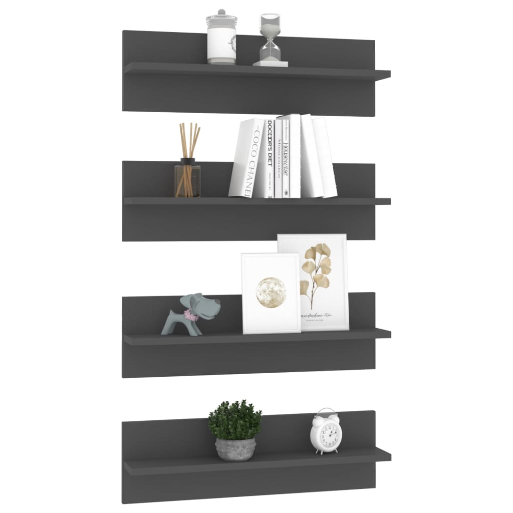 Wandregale 4 Stk. Grau 60x11,5x18 cm Holzwerkstoff