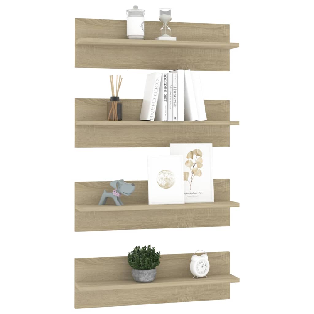 Wandregale 4 Stk. Sonoma-Eiche 60x11,5x18 cm Holzwerkstoff