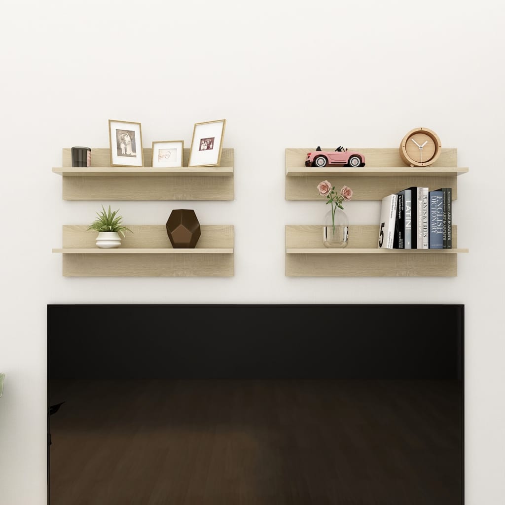 Wandregale 4 Stk. Sonoma-Eiche 60x11,5x18 cm Holzwerkstoff