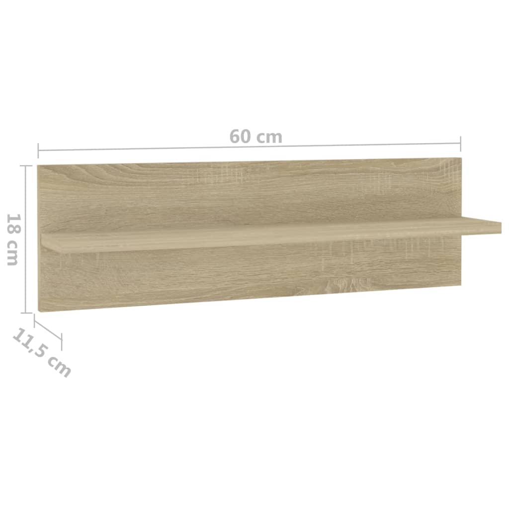 Wandregale 4 Stk. Sonoma-Eiche 60x11,5x18 cm Holzwerkstoff