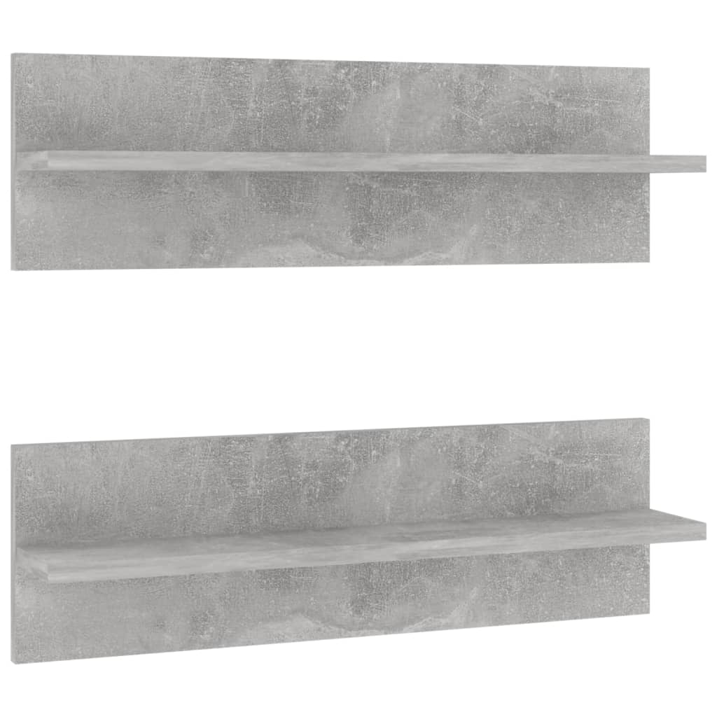 Wandregale 2 Stk. Betongrau 60x11,5x18 cm Holzwerkstoff