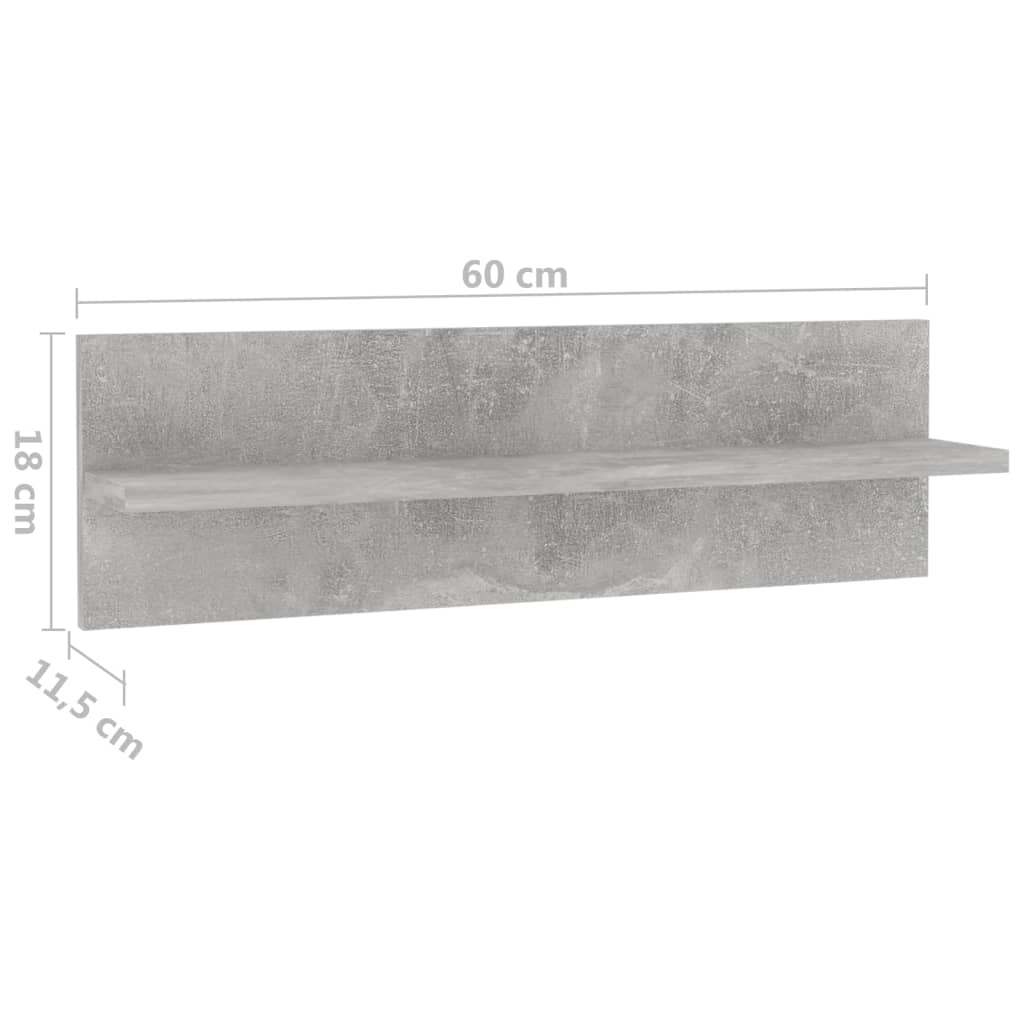 Wandregale 4 Stk. Betongrau 60x11,5x18 cm Holzwerkstoff
