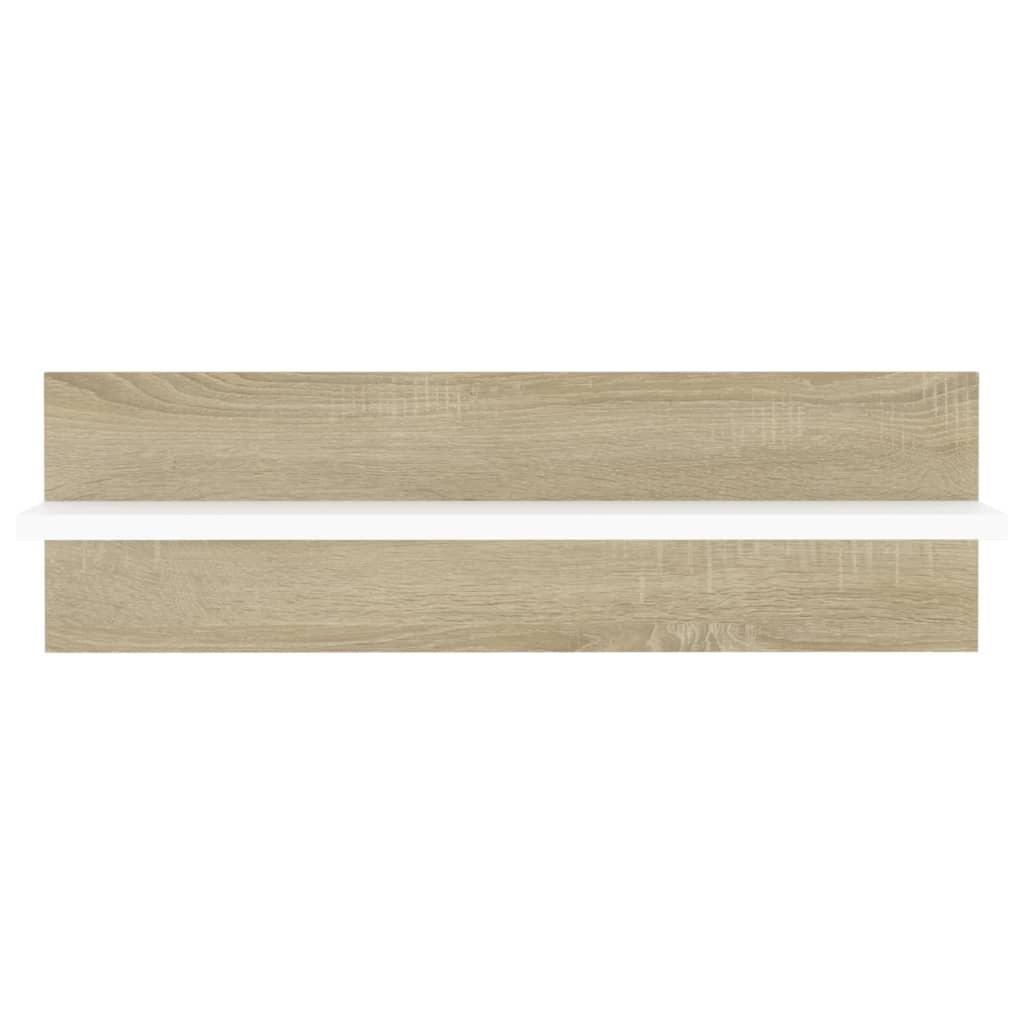 Wandregale 4 Stk. Weiß Sonoma-Eiche 60x11,5x18cm Holzwerkstoff