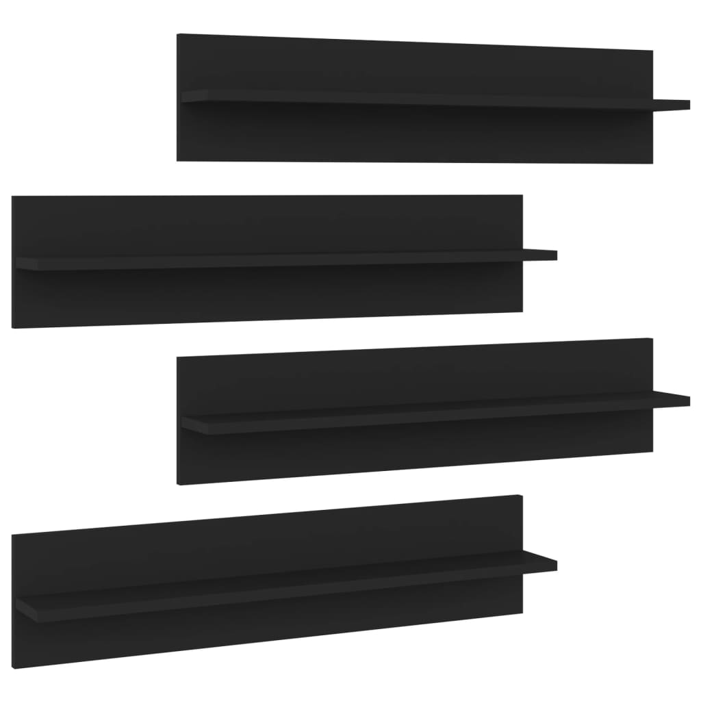 Wandregale 4 Stk. Schwarz 80x11,5x18 cm Holzwerkstoff