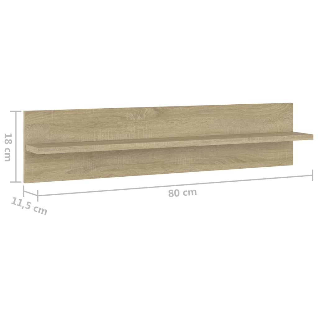 Wandregale 4 Stk. Sonoma-Eiche 80x11,5x18 cm Holzwerkstoff