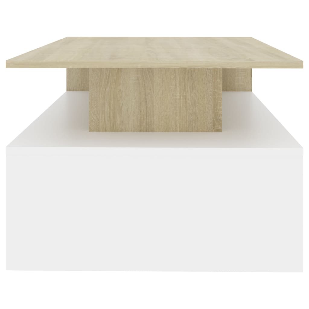 Couchtisch Weiß und Sonoma-Eiche 90x60x42,5 cm Holzwerkstoff
