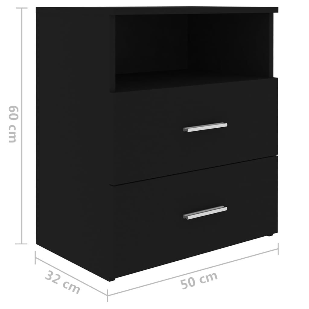 Tables de chevet 2 pièces Noir 50x32x60 cm
